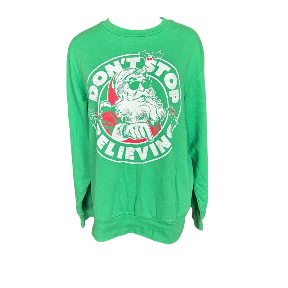 Don’t Stop Believing Santa Crewneck Sweatshirt Men’s Size‎ S
